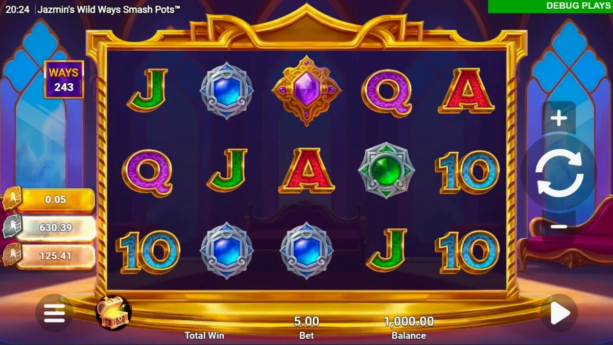 Tampilan visual slot Jazmin’s Wild Ways Smash Pots dengan nuansa Arabian yang mewah